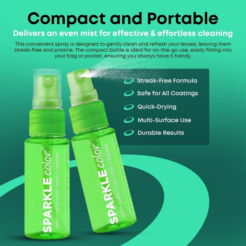 OPTIPAK Sparkle Anti-Reflective Safe Lens Cleaner Spray Kit - (2) 1oz Glasses Cleaner Bottle & (2) Microfiber Cloth for Eyeglasses, Sunglasses, Lenses, Screens and Camera Cleaning Kit (4 Piece Set) - Image 3